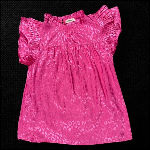 ADORA Tops - Pink Adora Leopard Print Silky Top